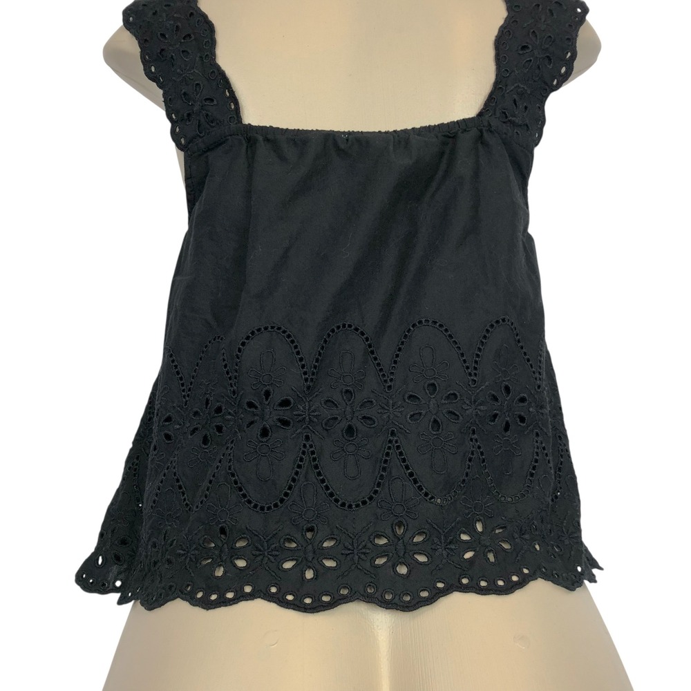Gap 100% Cotton Eyelet Lace Button Up Crop Tank Top Small Boho Cowgirl Western - Picture 8 of 13